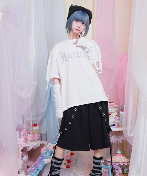 Hauls（ハウルズ）の「アームウォーマーベルト だぼTEE（Tシャツ/カットソー・レディース・ブラック/サックスブルー/ホワイト・F）」の2枚目の写真