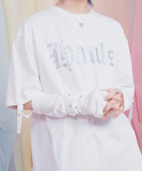 Hauls（ハウルズ）の「アームウォーマーベルト だぼTEE（Tシャツ/カットソー・レディース・ブラック/サックスブルー/ホワイト・F）」の5枚目の写真