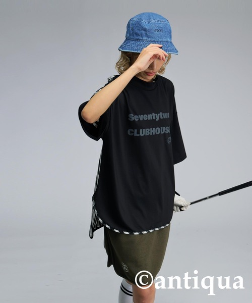 antiqua(アンティカ)の「【STCH】チェック切り替えトップス(Tシャツ/カットソー・レディース・ネイビー/ホワイト/ブラック・ML/LXL)」の14枚目の写真