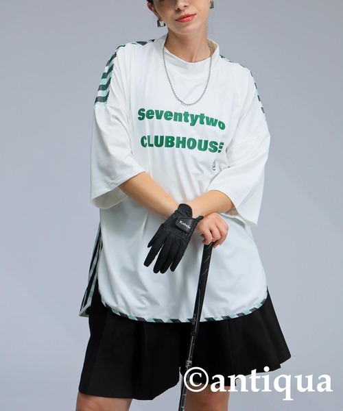 antiqua(アンティカ)の「【STCH】チェック切り替えトップス(Tシャツ/カットソー・レディース・ネイビー/ホワイト/ブラック・ML/LXL)」の6枚目の写真