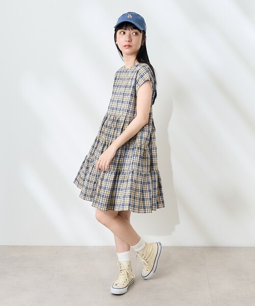 sunsetpark チェック柄ティアードミニワンピース セール】ティアードチェックミニワンピース（ワンピース