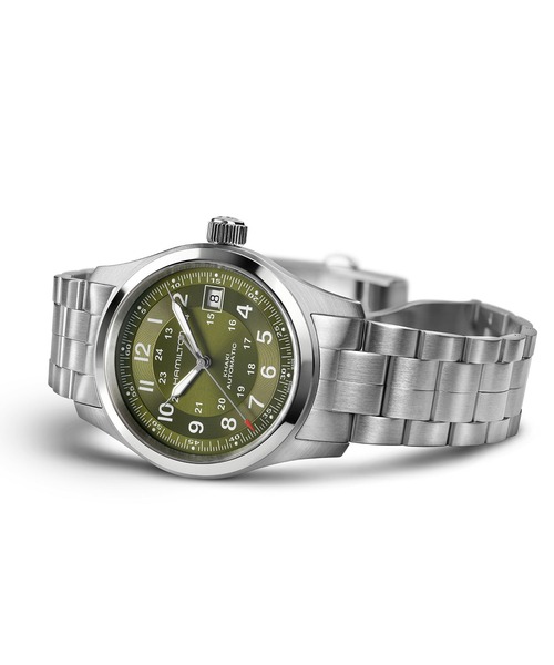 HAMILTON（ハミルトン）の「HAMILTON [ハミルトン] 腕時計 Khaki Field （カーキ フィールド）  オート 自動巻き 38MM グリーン×シルバー（アナログ腕時計・メンズ・グリーン・FREE）」の4枚目の写真