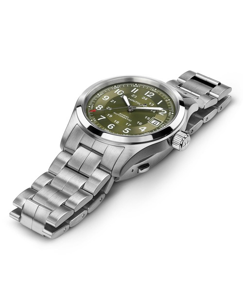 HAMILTON（ハミルトン）の「HAMILTON [ハミルトン] 腕時計 Khaki Field （カーキ フィールド）  オート 自動巻き 38MM グリーン×シルバー（アナログ腕時計・メンズ・グリーン・FREE）」の5枚目の写真