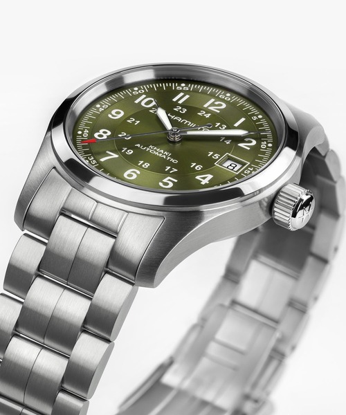 HAMILTON（ハミルトン）の「HAMILTON [ハミルトン] 腕時計 Khaki Field （カーキ フィールド）  オート 自動巻き 38MM グリーン×シルバー（アナログ腕時計・メンズ・グリーン・FREE）」の7枚目の写真