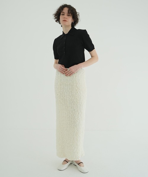 CLANE（クラネ）の「SHOULDER PADS POLO KNIT TOPS（ニット