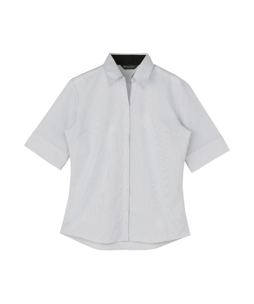 TOKYO SHIRTS(トウキョウシャツ)の「【吸水速乾】 形態安定ノーアイロン スキッパー 5分袖ビジネスワイシャツ(ビジネスシャツ・レディース・グレー・M/L/LL/XL/S)」の1枚目の写真