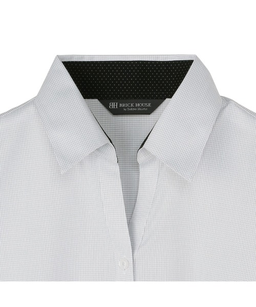 TOKYO SHIRTS(トウキョウシャツ)の「【吸水速乾】 形態安定ノーアイロン スキッパー 5分袖ビジネスワイシャツ(ビジネスシャツ・レディース・グレー・M/L/LL/XL/S)」の3枚目の写真