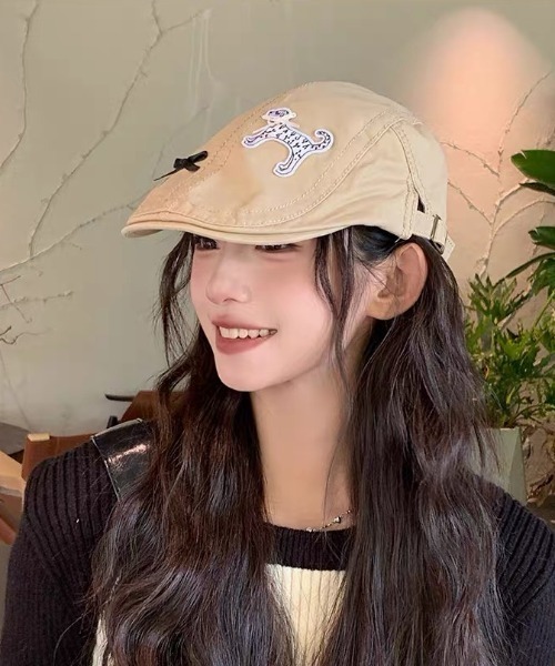 gossip!ロサンゼルス(ゴシップロサンゼルス)の「パッチアクセント ガーリーハンチング(ハンチング/ベレー帽・レディース・ベージュ/ブラック・FREE)」の13枚目の写真