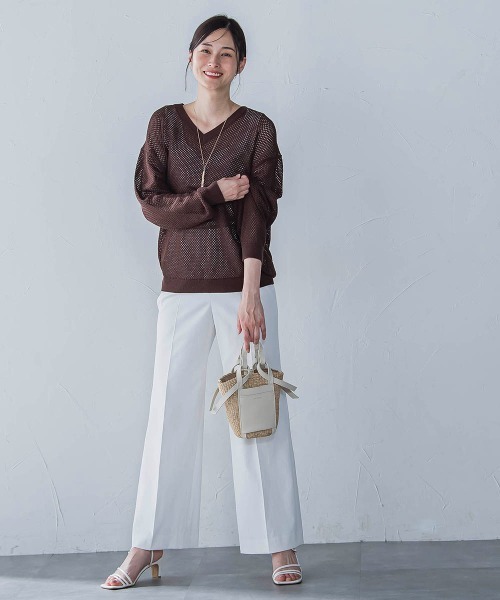 LAUTREAMONT / ロートレアモン ドライタッチメッシュVネックニット≪手洗い可能≫ ドライタッチメッシュVネックニット≪手洗い可能