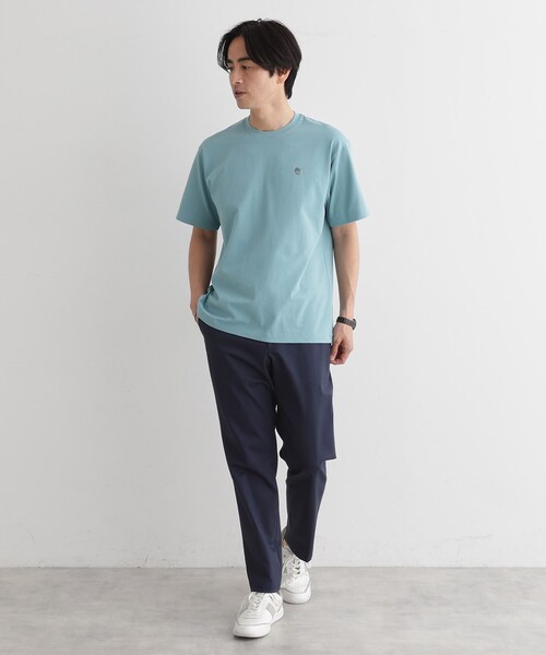 【希少サーフボーイ刺繍】45R 半袖Tシャツ 日本製 コットン 淡ブルー AZUL BY MOUSSY | DISC RETION 相良刺繍TEE (Tシャツ
