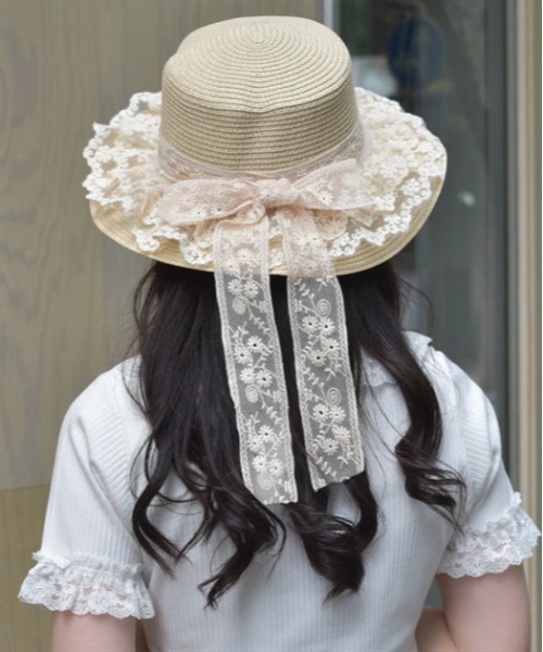 axes femme（アクシーズファム）の「レースリボンフリルカンカン帽（ハット・レディース・キナリ/ブラック・FREE）」の10枚目の写真