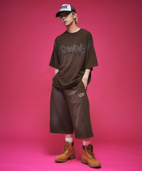 LTR DEPTH（レイターデプス）の「LTR DEPTH/ダメージアップリケショートパンツ（スウェットパンツ・メンズ・ピンク/ブラウン・LARGE/MEDIUM）」の9枚目の写真