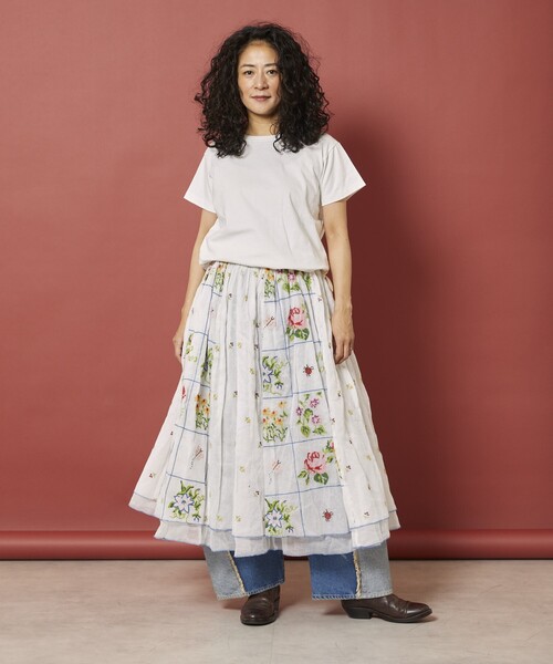 Freada/フリーダ インド クロスステッチ ギャザースカート