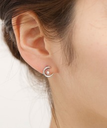 ビジュー付き　ムーンピアス　月