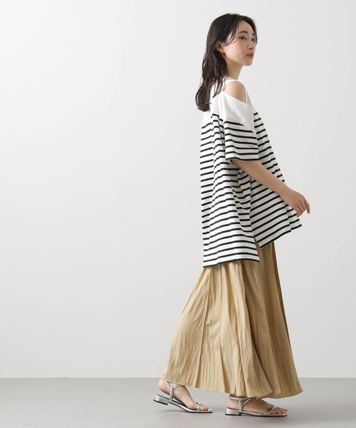 anana(アナナ)の「パネルボーダースリットカットソー(Tシャツ/カットソー・レディース・ホワイト×ブラック/ブラック×ホワイト・FREE)」の4枚目の写真