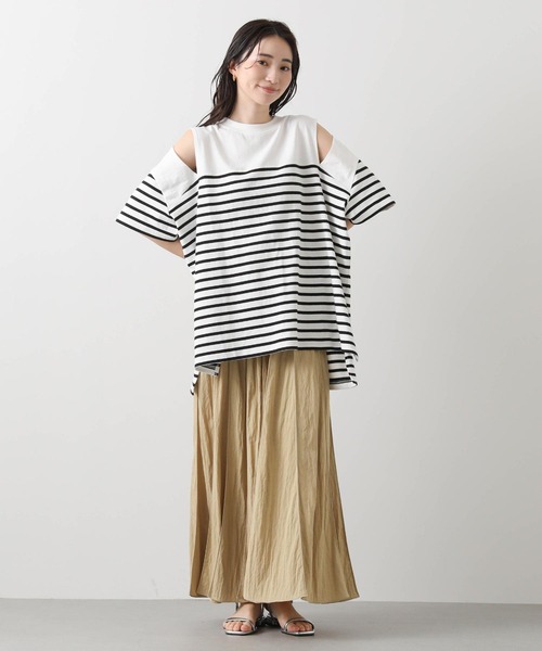 anana(アナナ)の「パネルボーダースリットカットソー(Tシャツ/カットソー・レディース・ホワイト×ブラック/ブラック×ホワイト・FREE)」の6枚目の写真