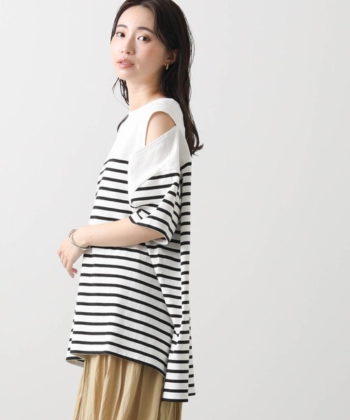 anana(アナナ)の「パネルボーダースリットカットソー(Tシャツ/カットソー・レディース・ホワイト×ブラック/ブラック×ホワイト・FREE)」の8枚目の写真