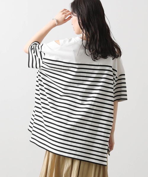 anana(アナナ)の「パネルボーダースリットカットソー(Tシャツ/カットソー・レディース・ホワイト×ブラック/ブラック×ホワイト・FREE)」の9枚目の写真