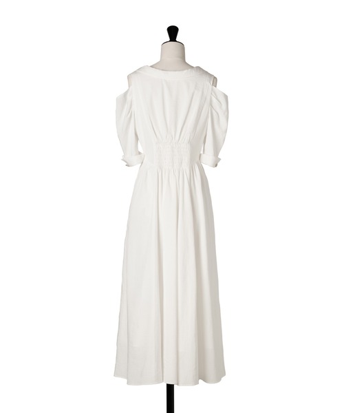 Her lip to(ハーリップトゥー)の「Open Shoulder Tuck Shirt Dress(ワンピース・レディース・ホワイト/ブラック・S/M)」の9枚目の写真
