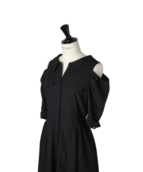 Open Shoulder Tuck Shirt Dress（ワンピース）｜Her lip to（ハー