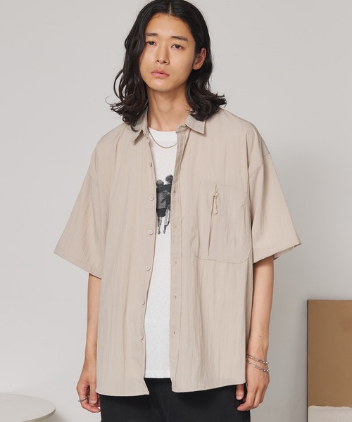 SEN TOKYO(セントーキョー)の「ファスナーポケット半袖シャツ(シャツ/ブラウス・メンズ・ベージュ/ブラック・L/M)」の16枚目の写真