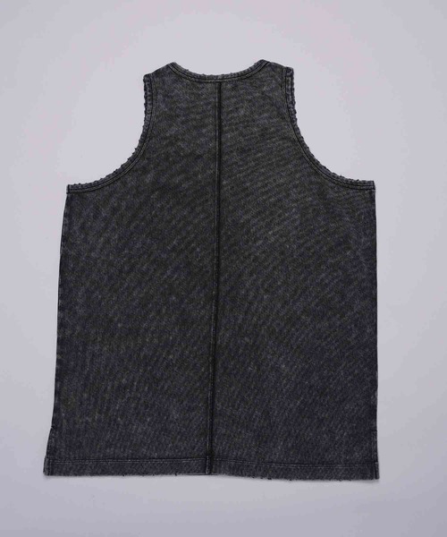 MAISON SPECIAL(メゾンスペシャル)の「《UNISEX》Chemical Over-Dye Fraise Layered Square Tank Top/ケミカルオーバーダイフライスレイヤードスクエアタンクトップ【MAISON SPECIAL/メゾンスペシャル】(タンクトップ・メンズ・ブラック/ホワイト・2/1)」の4枚目の写真
