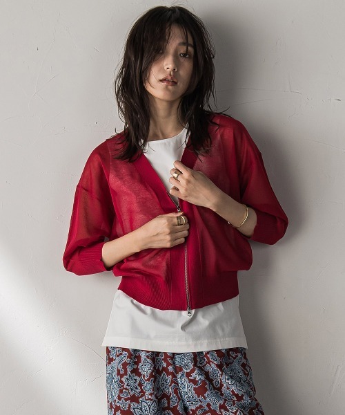 Vネックジップシアーカーディガン≪手洗い可能≫ Vネックジップシアーカーディガン≪手洗い可能≫ | MAYSON GREY