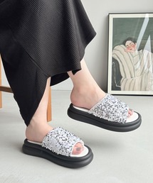 【Design Note】【厚底】プラットフォームスライドラメサンダル