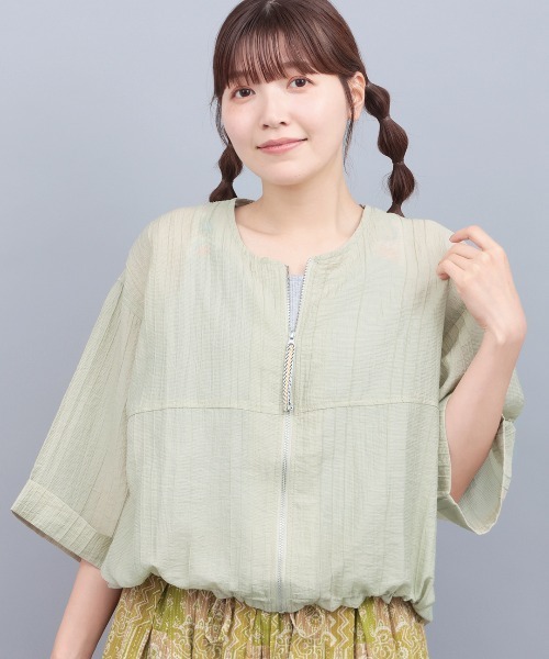 チチカカ（チチカカ）の「シアージップブルゾン（カーディガン/ボレロ・レディース・ブラック/カーキ/ホワイト・FREE）」の3枚目の写真