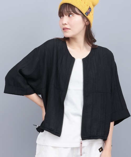 チチカカ（チチカカ）の「シアージップブルゾン（カーディガン/ボレロ・レディース・ブラック/カーキ/ホワイト・FREE）」の2枚目の写真