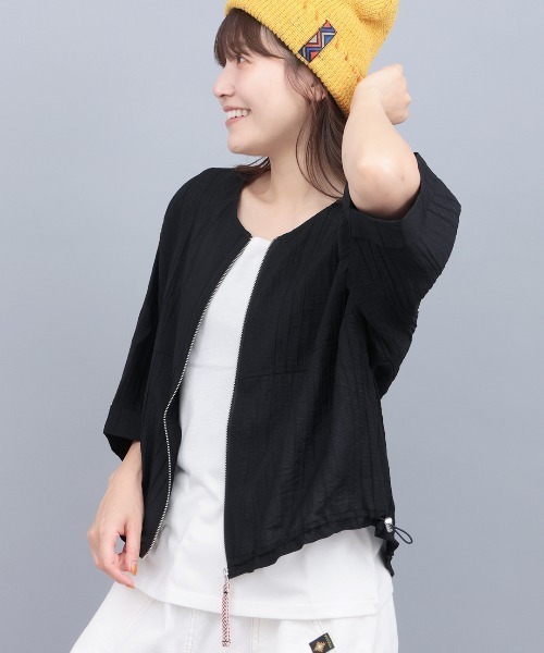 チチカカ（チチカカ）の「シアージップブルゾン（カーディガン/ボレロ・レディース・ブラック/カーキ/ホワイト・FREE）」の6枚目の写真