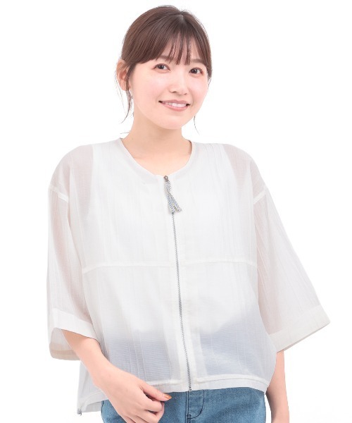 チチカカ（チチカカ）の「シアージップブルゾン（カーディガン/ボレロ・レディース・ブラック/カーキ/ホワイト・FREE）」の8枚目の写真