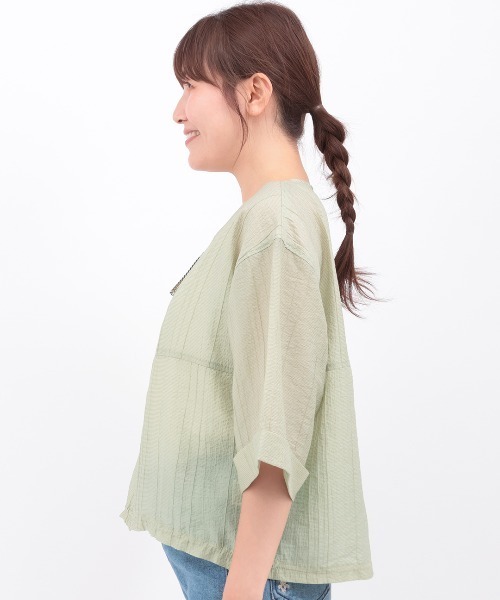 チチカカ（チチカカ）の「シアージップブルゾン（カーディガン/ボレロ・レディース・ブラック/カーキ/ホワイト・FREE）」の11枚目の写真