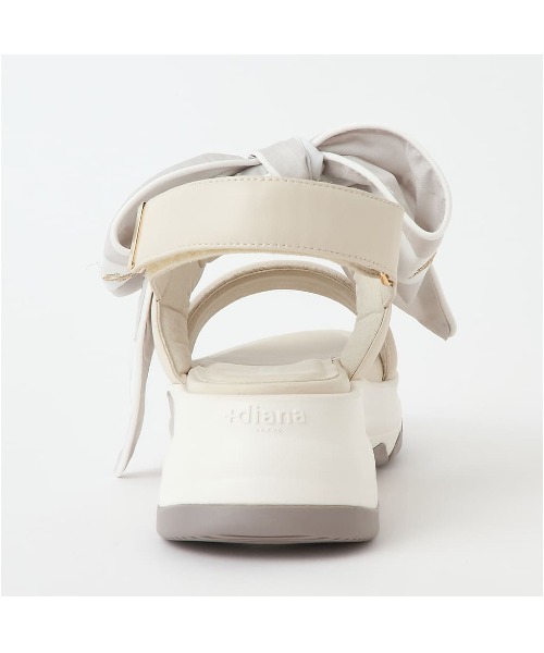 DIANA リボン付き厚底サンダル ピンクベージュ 軽量】スカーフリボン付き厚底サンダル（サンダル）｜+diana