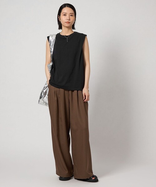 CITEN（シテン）の「CITEN＞タックノースリーブトップ（タンクトップ・レディース・ブラック/ワイン/ダークグリーン・FREE）」の5枚目の写真