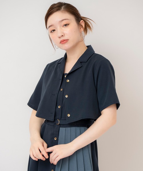 REDYAZEL（レディアゼル）の「バイカラーアシメプリーツシャツワンピース（ワンピース・レディース・ネイビー/ブラウン/ライトグレー・FREE）」の16枚目の写真