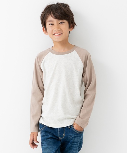 chil2（チルツー）の「綿100% 無地 ラグラン長袖Tシャツ（Tシャツ/カットソー・キッズ・スモークピンク/ブラック/カーキ/サックスブルー/チャコールグレー/ブラウン/ワインレッド/ラベンダー/ベージュ/ミント・140cm/150cm/160cm/80ｃｍ/90cm/100cm/110cm/120cm/130cm）」の4枚目の写真
