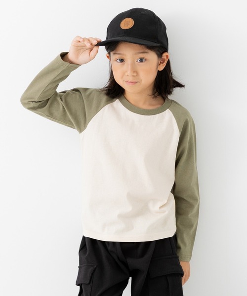 chil2（チルツー）の「綿100% 無地 ラグラン長袖Tシャツ（Tシャツ/カットソー・キッズ・スモークピンク/ブラック/カーキ/サックスブルー/チャコールグレー/ブラウン/ワインレッド/ラベンダー/ベージュ/ミント・140cm/150cm/160cm/80ｃｍ/90cm/100cm/110cm/120cm/130cm）」の5枚目の写真