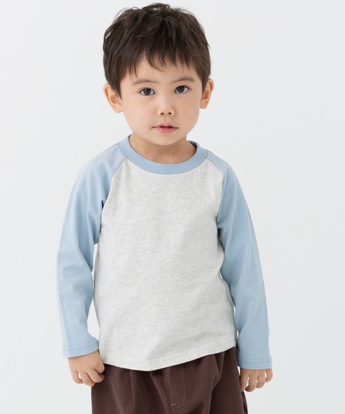 chil2（チルツー）の「綿100% 無地 ラグラン長袖Tシャツ（Tシャツ/カットソー・キッズ・スモークピンク/ブラック/カーキ/サックスブルー/チャコールグレー/ブラウン/ワインレッド/ラベンダー/ベージュ/ミント・140cm/150cm/160cm/80ｃｍ/90cm/100cm/110cm/120cm/130cm）」の7枚目の写真