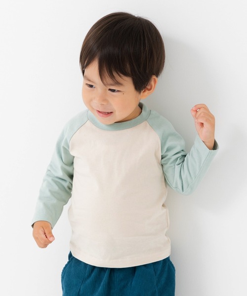 chil2（チルツー）の「綿100% 無地 ラグラン長袖Tシャツ（Tシャツ/カットソー・キッズ・スモークピンク/ブラック/カーキ/サックスブルー/チャコールグレー/ブラウン/ワインレッド/ラベンダー/ベージュ/ミント・140cm/150cm/160cm/80ｃｍ/90cm/100cm/110cm/120cm/130cm）」の6枚目の写真