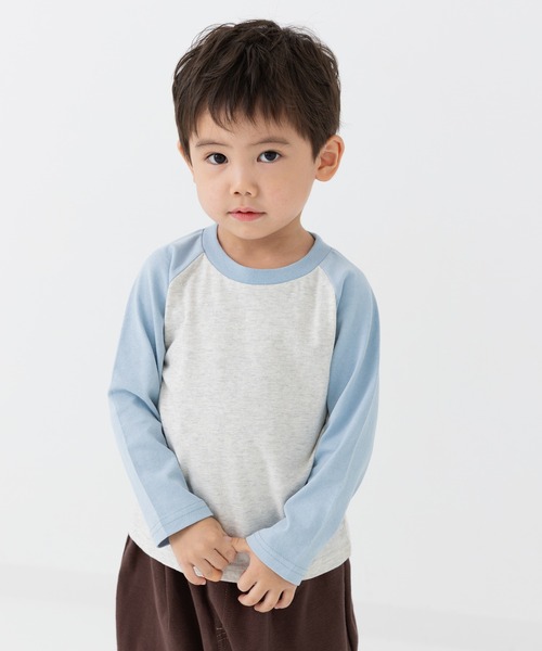 chil2（チルツー）の「綿100% 無地 ラグラン長袖Tシャツ（Tシャツ/カットソー・キッズ・スモークピンク/ブラック/カーキ/サックスブルー/チャコールグレー/ブラウン/ワインレッド/ラベンダー/ベージュ/ミント・140cm/150cm/160cm/80ｃｍ/90cm/100cm/110cm/120cm/130cm）」の12枚目の写真