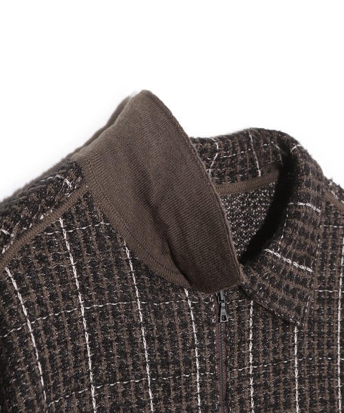 MEN'S BIGI（メンズビギ）の「ツイードチェック ニットブルゾン（ブルゾン・メンズ・ブラウン・03/01/02）」の3枚目の写真