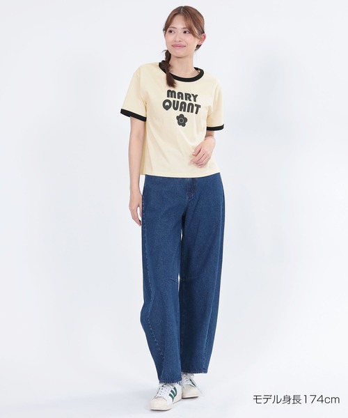 【未使用】マリークワント　ラグランロゴデイジーTシャツ　ホワイト マリークワント MARY QUANT シンプルデイジーロゴ2 Tシャツ