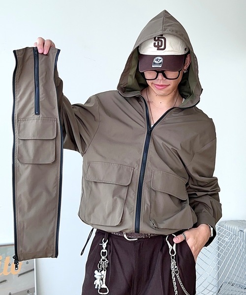 MandO（Auntie Rosa）（エムオー）の「2WAYジップマウンテンパーカー（ブルゾン・メンズ・カーキ/ブラック・LARGE/MEDIUM）」の10枚目の写真