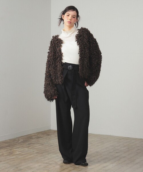 Ray BEAMS（レイビームス）の「アシンメトリー ハイウエスト パンツ（その他パンツ・レディース・ダークブラウン/ブラック・1/0）」の9枚目の写真