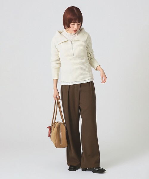 Ray BEAMS（レイビームス）の「アシンメトリー ハイウエスト パンツ（その他パンツ・レディース・ダークブラウン/ブラック・1/0）」の11枚目の写真