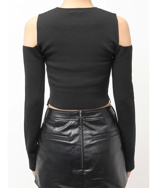 GYDA(ジェイダ)の「Symmetry GYDAフロントレースアップニットトップス(ニット/セーター・レディース・ブラック/ベージュ・FREE)」の5枚目の写真