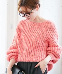 《WEB限定アイテム》ヘアリーヤーンローゲージニット