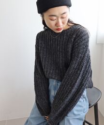 《WEB限定アイテム》ヘアリーヤーンローゲージニット