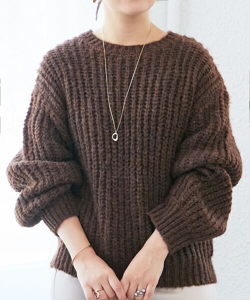 le.coeur blanc(ルクールブラン)の「《WEB限定アイテム》ヘアリーヤーンローゲージニット(ニット/セーター・レディース・イエロー/ピンク/ブラウン/アイボリー/チャコールグレー・38)」の18枚目の写真